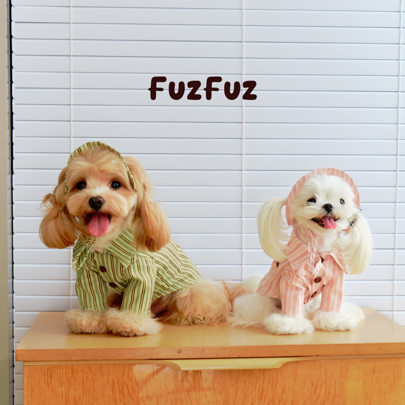 Fuzfuz Striped Shirt Italian Greyhound Schnauzer German Dog Cat Clothes Pink