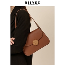 Belle BIIVEE retro high-end red wedding bag texture handbag niche baguette bag single shoulder armpit bag oblique