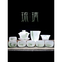 Mr. Nanshan glass tea set combination white jade teacup home office gift jade porcelain teapot glass kung fu