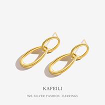 New European and American style S925 silver earrings simple design textured chain geometric earrings fashionable personalized earrings