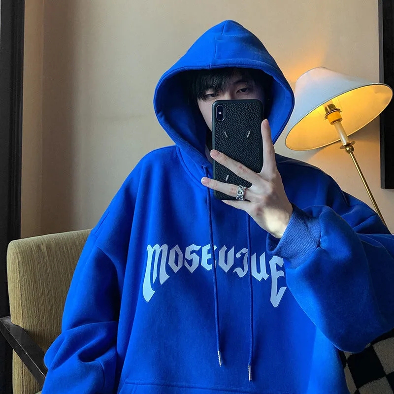 Klein Blue Sweatshirt for Men, New Trendy Brand ins Hong Kong Style Loose Casual Top, Versatile Hooded Jacket for Autumn and Winter Klein Blue Sweatshirt for Men, New Trendy Brand ins Hong Kong Style Loose Casual Top, Versatile Hooded Jacket for Autumn and Winter