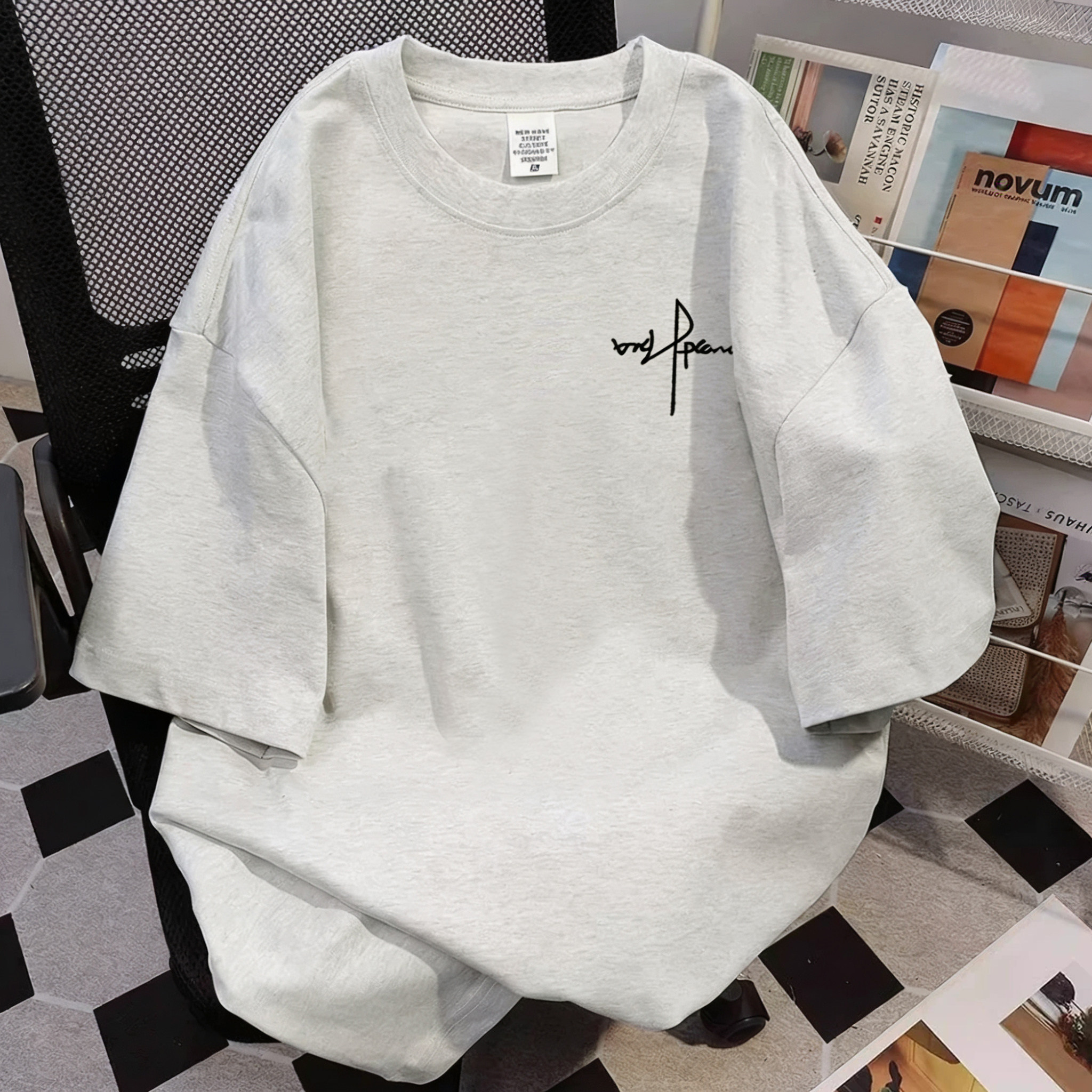 港风美式潮牌重磅100%纯棉短袖t恤男夏宽松oversize高街简约半袖