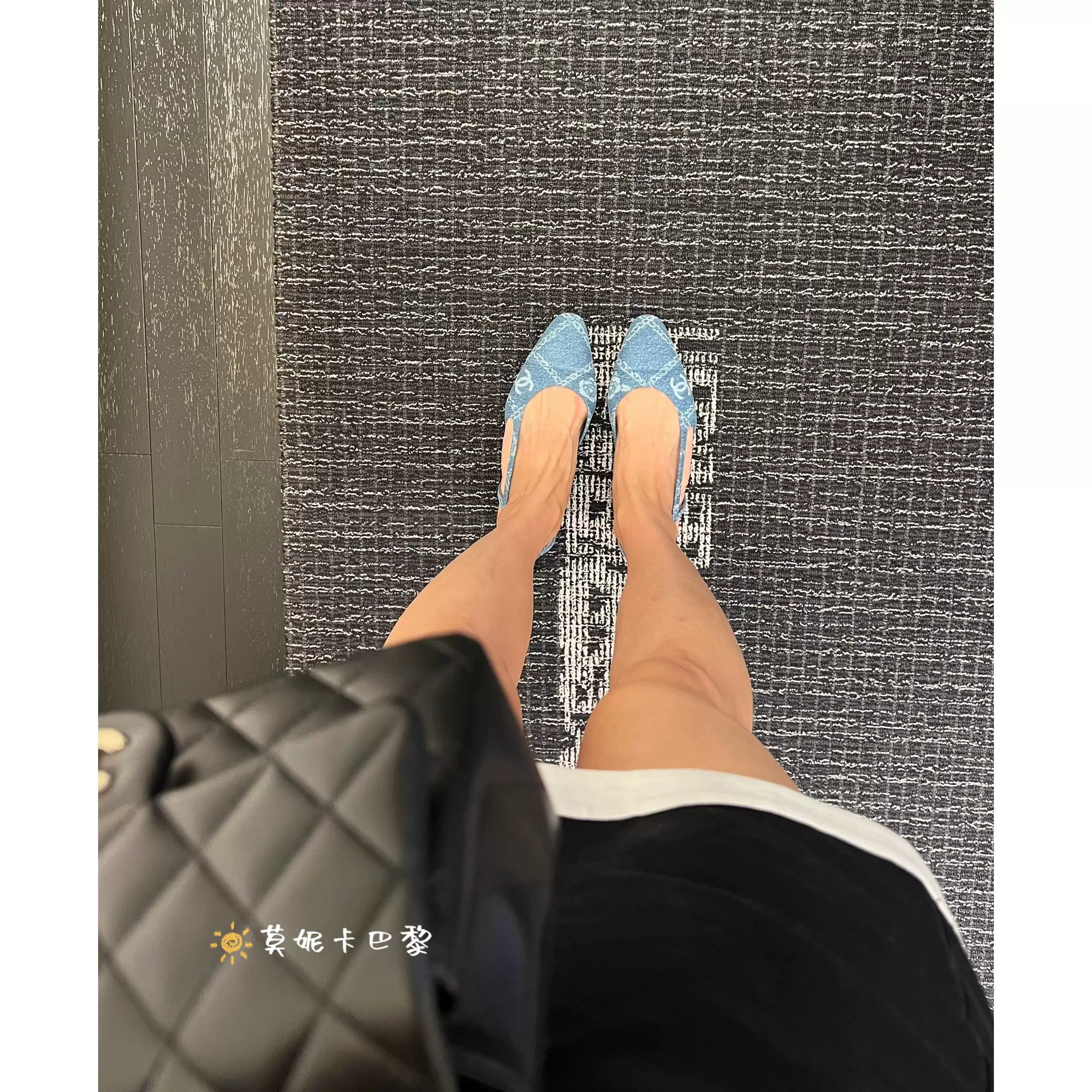 Французская покупка CHANEL/Chanel 23A голубые джинсовые печатные слепоны с застежкой-ребра женские