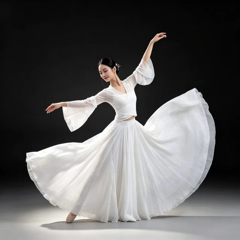 Dream Return Dance Costume Set White Super Fairy 1080-Degree Flared Skirt Mythical Jinxia Winter Performance Costume with You