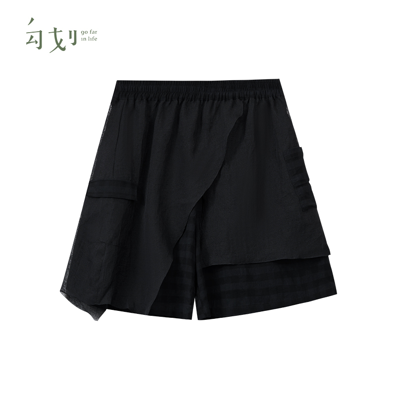Gofar Outline Summer New Style Lazy Chic Niche Simple Casual Shorts Women's Patchwork Wide-Leg Loose Pants Skirt Women