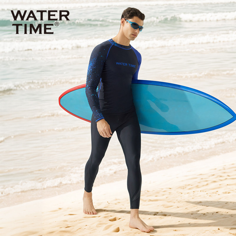 WaterTime泳衣男士分体长袖长裤保暖防晒男款游泳冲浪潜水服套装