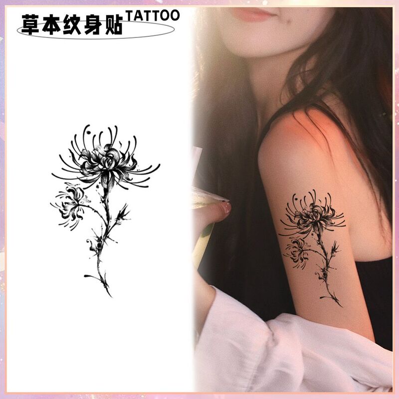 Thorn Flower Temporary Tattoo Non-Reflective Elegant Girl ins Style Temporary Tattoo Butterfly English Phrase Waterproof