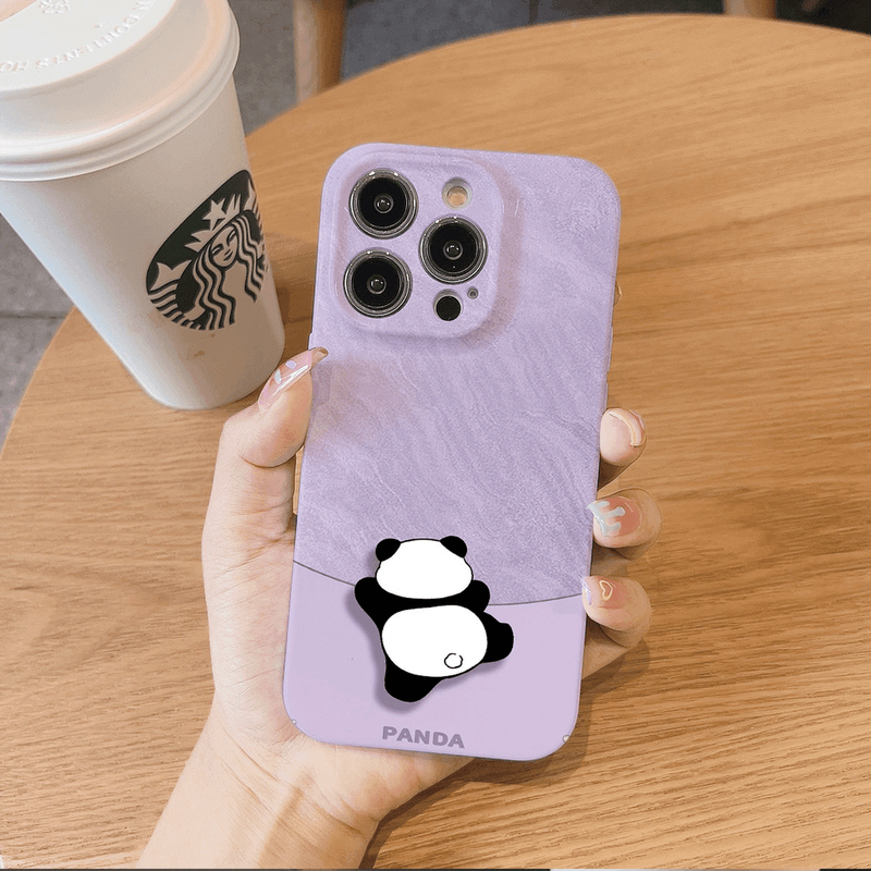 Lying down Panda 13 Suitable for Apple 15Promax Mobile Phone Case Huawei Mate60Pro Film Pola70 Glory 16 High-End Oppo All-Inclusive Reno12 Purple Vivos19 Xiaomi 14 Hard
