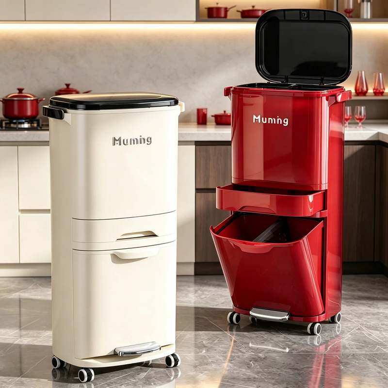 Kitchen Trash Can, No Need to Bend Over, Household 2026 New Model, Kitchen Waste Dry and Wet Separation Classification, Large Capacity Trash Bin Kitchen Trash Can, No Need to Bend Over, Household 2026 New Model, Kitchen Waste Dry and Wet Separation Classification, Large Capacity Trash Bin