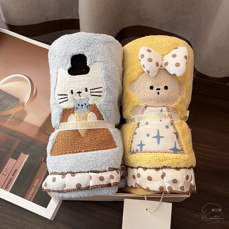 Shuangli Cartoon Bear Towel, Extra Large, Thickened, Absorbent, Quick-Drying, Soft Coral Fleece Bath Towel, Bath Skirt, Hair Drying Cap for Female Students Shuangli Cartoon Bear Towel, Extra Large, Thickened, Absorbent, Quick-Drying, Soft Coral Fleece Bath Towel, Bath Skirt, Hair Drying Cap for Female Students