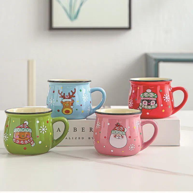 Christmas Mousse Cup Ceramic Cartoon Santa Coffee Cup For Of