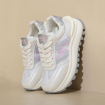 Genuine leather mesh breathable sports dad shoes for women ins trend 2024 summer new thick-soled versatile casual running shoes