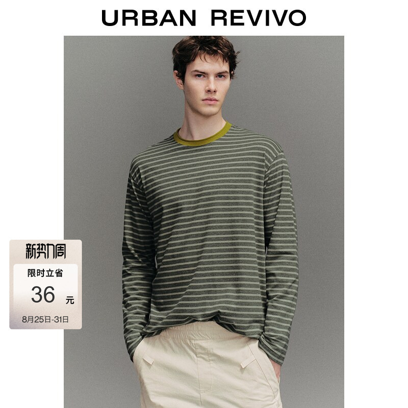 Ur2026 Autumn Men's American Retro Contrast Striped Loose Long-Sleeved T-Shirt Uml460165 Ur2026 Autumn Men's American Retro Contrast Striped Loose Long-Sleeved T-Shirt Uml460165