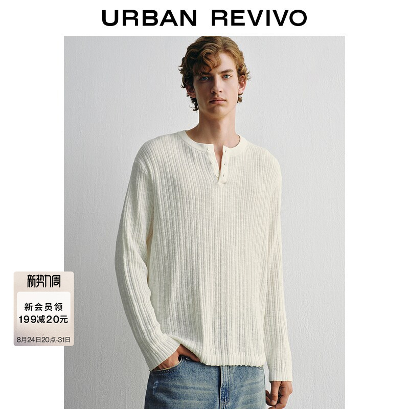 Ur2026 Autumn New Men's Casual Simple Textured Half-Zip Knit Sweater Uml960023
