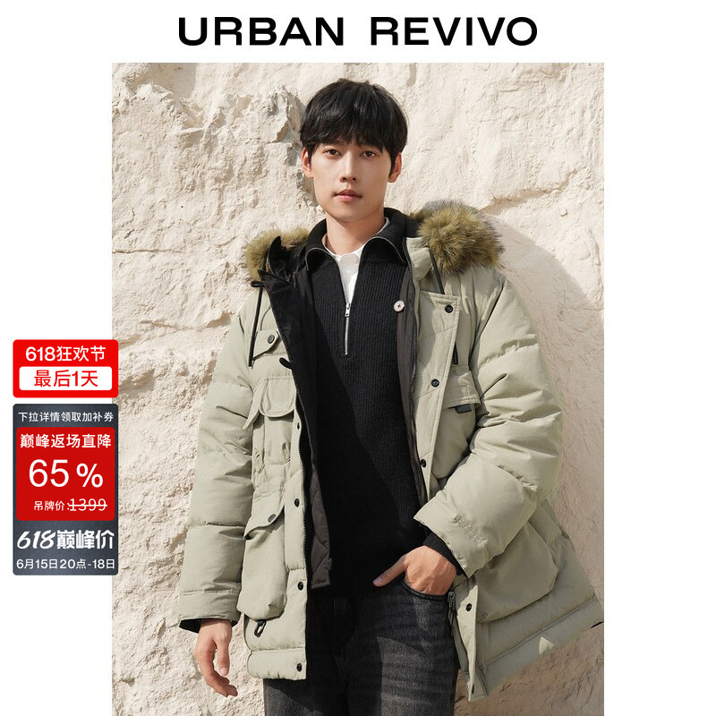 Ur New Winter Men's Casual Plush Hooded Multi-Pocket down Parka Jacket Uml150055 Ur New Winter Men's Casual Plush Hooded Multi-Pocket down Parka Jacket Uml150055