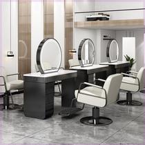 NNC Dyeing Internet Celebrity Specialized Hairdressing and Ironing Mirror Shop Desk Hair Salon Stainless Steel Cabinet Hairdressing Mirror Barber Shop Double-sided with Light