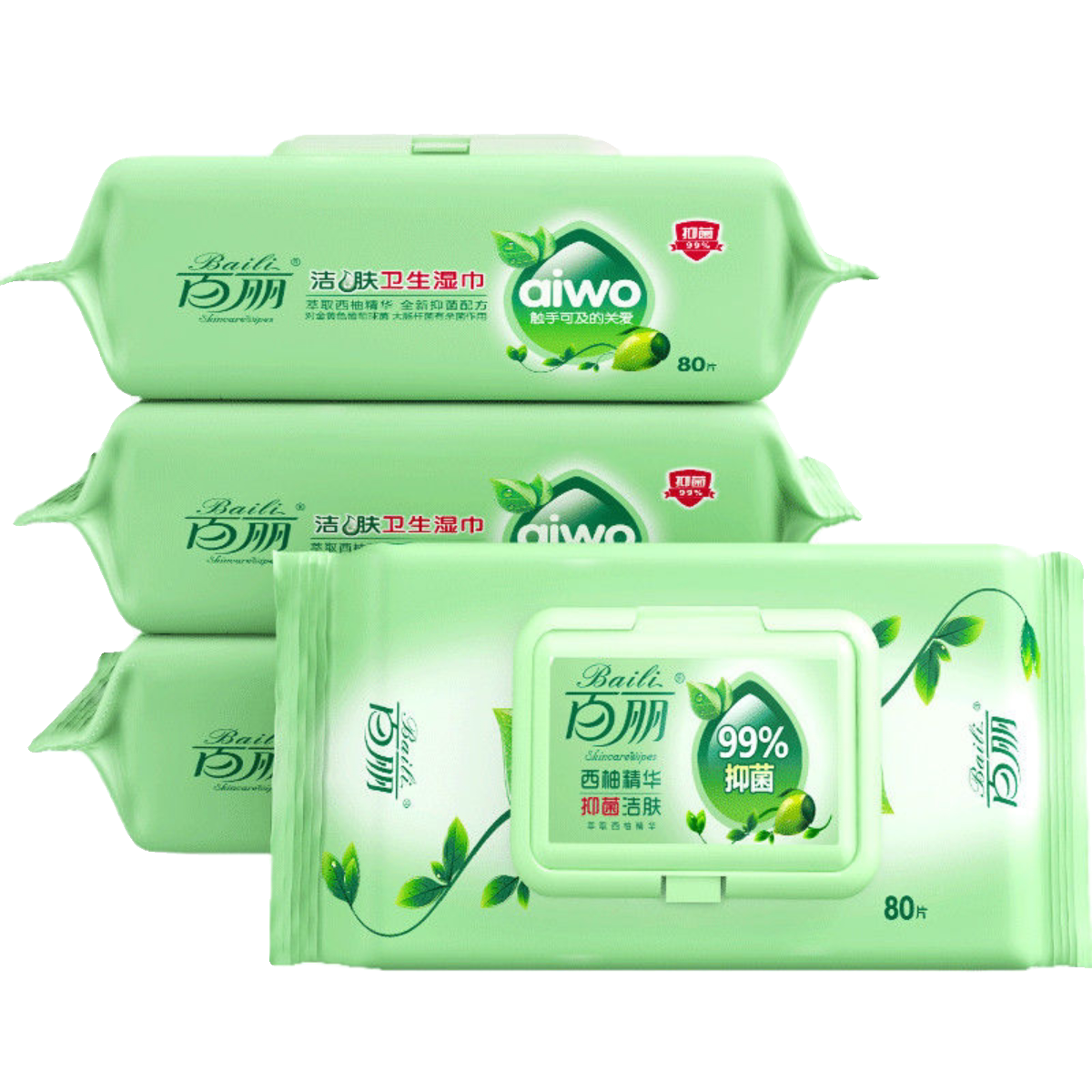 百丽80抽西柚植物精华湿巾杀菌洁肤清洁湿纸巾家庭装抑菌洁肤湿巾 5