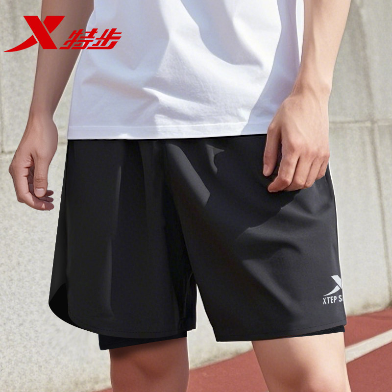 Мужские шорты XTEP ice silk shorts, новинка 2026 года, дышащие и быстросохнущие брюки из пяти точек с подкладкой, спортивные штаны для фитнеса и бега