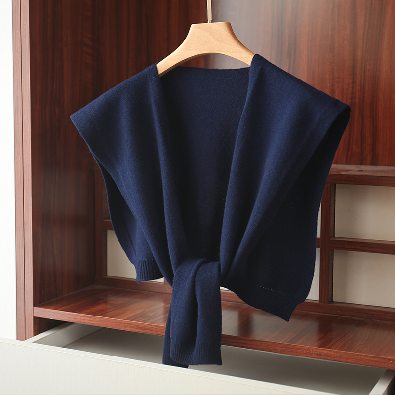100% Pure Wool Shawl, Knotted Solid Color Knitted Cashmere Outerwear, Air Conditioning Shawl, Warm Scarf, Multi-Functional