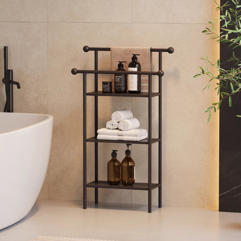 German Bathroom Multi-Layer Storage Rack, Bathroom Floor-Standing Towel Rack, Toilet Multi-Functional Towel Storage Rack
