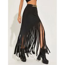 Goth Dark Tassel Punk Style Sexy Women Maxi Skirts Mall Goth