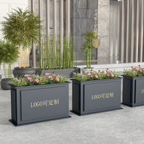 Iron outdoor flower box combination outdoor flower trough customized stainless steel flower bowl sales department outdoor square flower pot flower bed