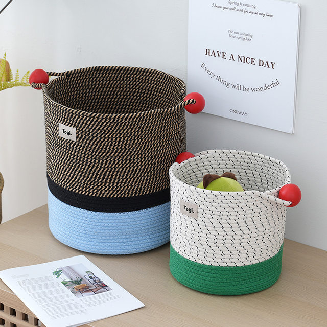 Togi Machine Lingmu Dirty Clothes Storage Basket ins Wind Internet Celebrity Home Cotton Rope Storage Bucket Dirty Clothes Basket Storage Box