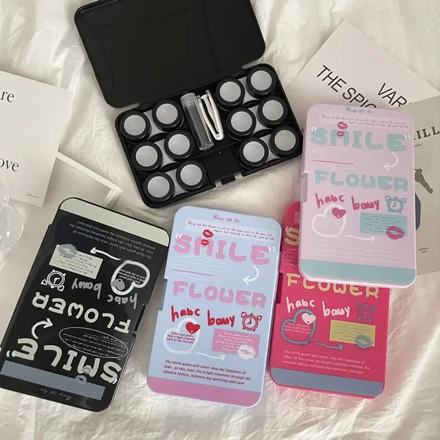 Cute Kitty Multi-Pack Contact Lens Case Storage ins Style Girly Large Capacity Portable Transparent Contact Lens Box