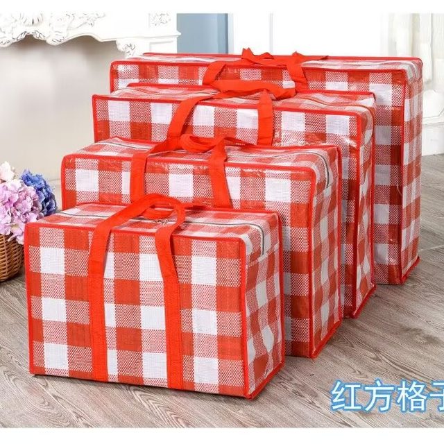 Red, White and Blue Woven Bags, Quilt Bags, Snakeskin Bags, Moving Packing Bags, Luggage Bags, Large Capacity, Strong and Durable Canvas Bags