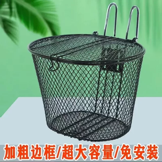Electric Car Blue Bicycle Basket Mountain Bike Front Basket Mini Scooter Metal Blue Foldableing Bike Hook Blue Basket