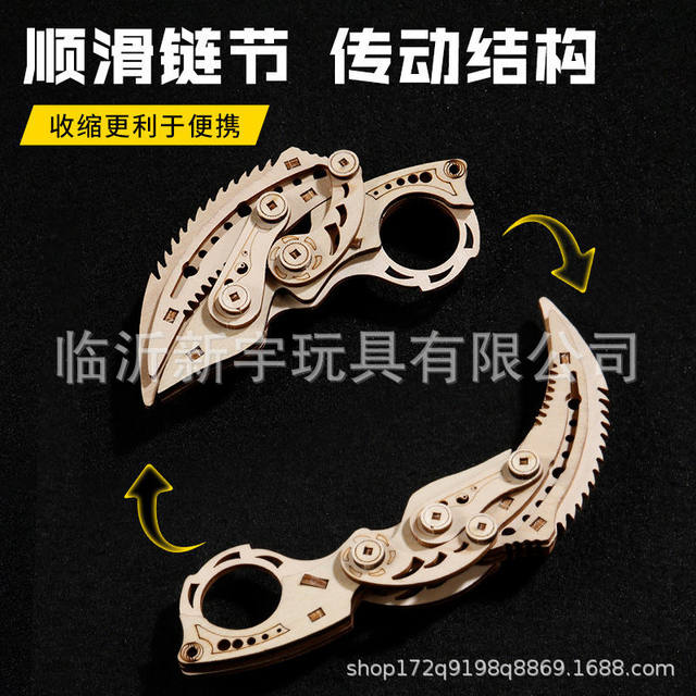 Wooden Butterfly Foldableing Claw Knife Assembled Puzzle Model Wooden Building Blocks Educational Toy Csgo Game Same Style