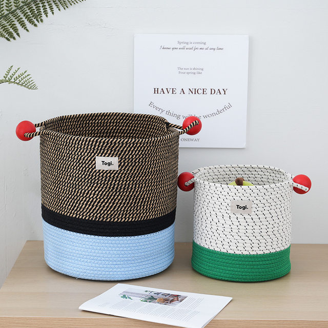 Togi Machine Lingmu Dirty Clothes Storage Basket ins Wind Internet Celebrity Home Cotton Rope Storage Bucket Dirty Clothes Basket Storage Box