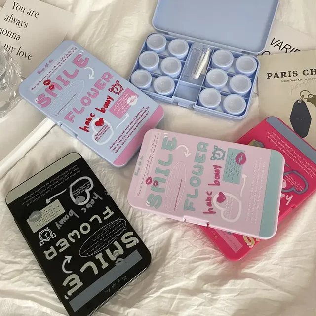 Cute Kitty Multi-Pack Contact Lens Case Storage ins Style Girly Large Capacity Portable Transparent Contact Lens Box