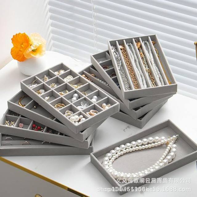 Lazy Corner Jewelry Tray Velvet Hand Jewelry Organizer for Rings, Earrings, Necklaces, Home Jewelry Box, Jewelry Storage Box