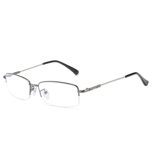 Myopia Glasses 100-2000 Degrees, Resin Lenses for Men and Women, Metal Frame, Finished Myopia Glasses, Half-Rim Glasses, Comes with a Glasses Case