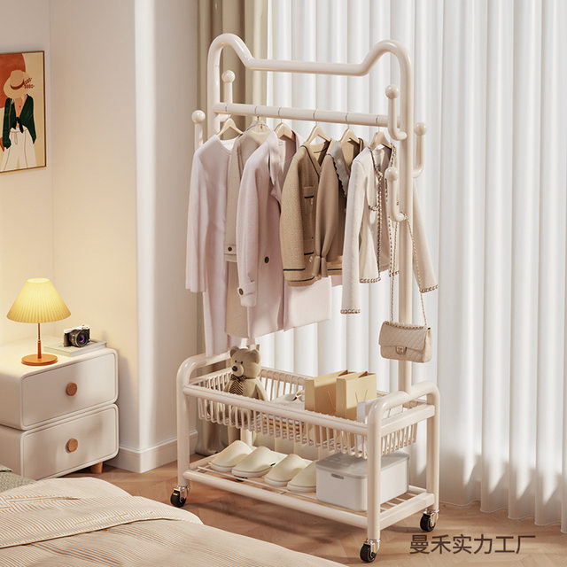 Bedroom Floor-Standing Balcony Home Clothes Rail Rack Metal Coat Rack Cabinet Room Storage Rack Clothes Drying Artifact