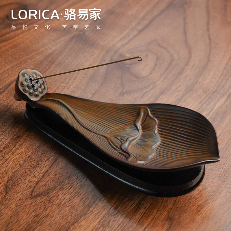 Luo Yi's family Lotus Fragrant Inserts Pan Zen ceramic incense base Ancient Incense line Base Chinese high-end Chanto Home Incense Stove-Taobao