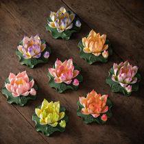 White lotus ornaments ceramic lotus flower supply artificial flower Guanyin Buddha statue decoration Zen car-mounted white lotus in front of the Buddha