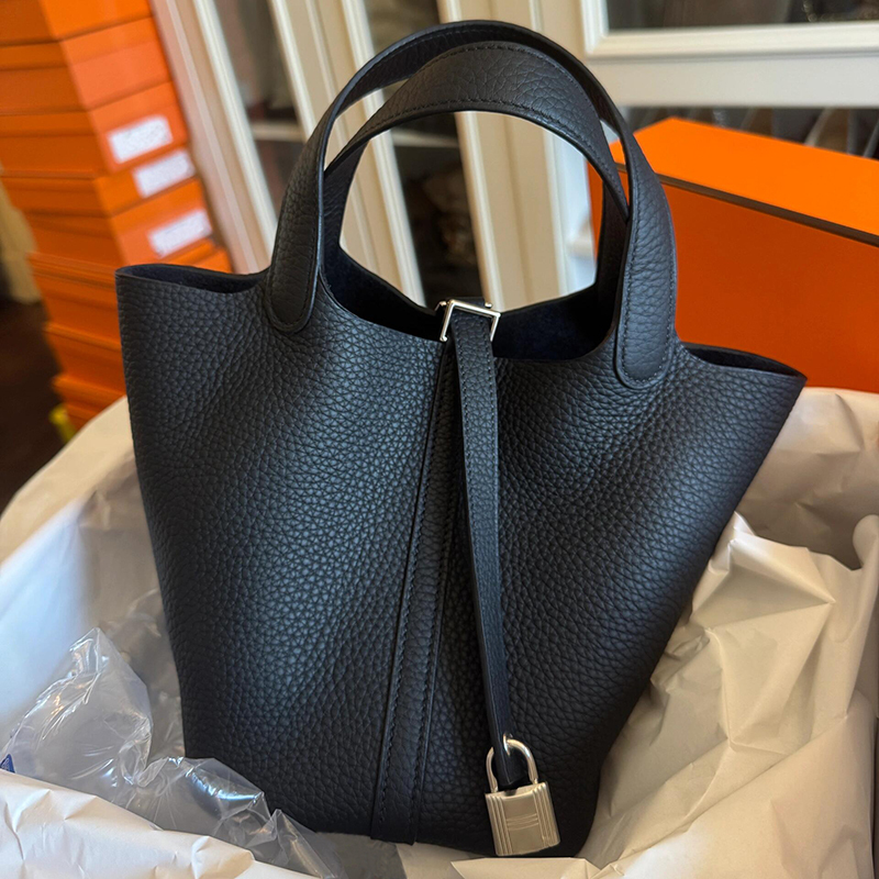 Fully Handmade Waxed Thread New Style Basket Bag Picotin18/22Tc Cowhide Bucket Bag Handbag Platinum Bag for Women Fully Handmade Waxed Thread New Style Basket Bag Picotin18/22Tc Cowhide Bucket Bag Handbag Platinum Bag for Women
