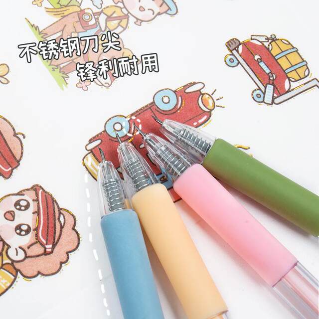 Push-Button Pen Knife for Journaling, Cute and Aesthetically Pleasing Utility Knife for Opening Packages