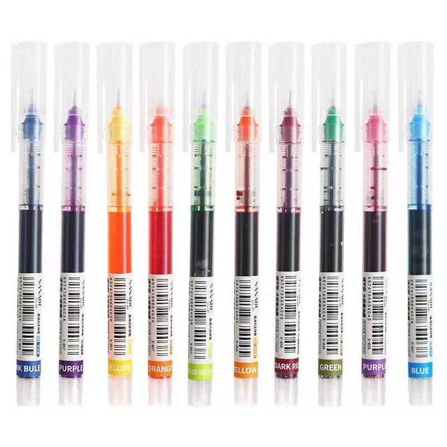 Colorful Direct Liquid Quick-Drying Gel Pen 0.5mm Needle Tip Cap-Type Rollerball Pen Multifunctional Gel Pen for Students