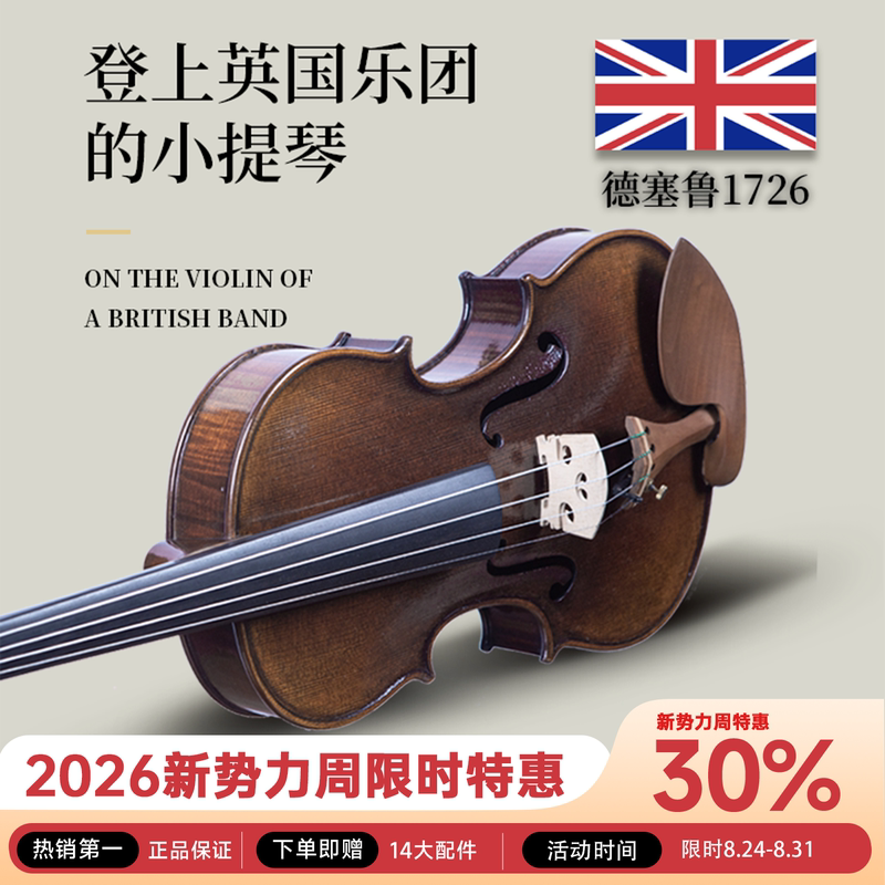 Disero Deselu 1726 European Material Handmade Violin for Professional Performance, Orchestra Performance, Grading, Single-Board Tiger Pattern