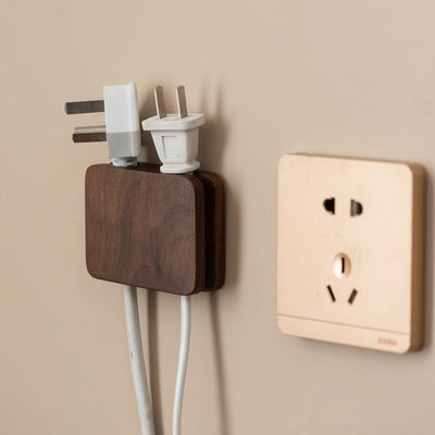 Power plug holder hook, no-drilling solid wood multi-functional storage wonder, household kitchen appliance cable manager
