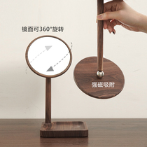Black walnut solid wood 360° high-definition makeup mirror desktop master bedroom dressing table mirror with storage box