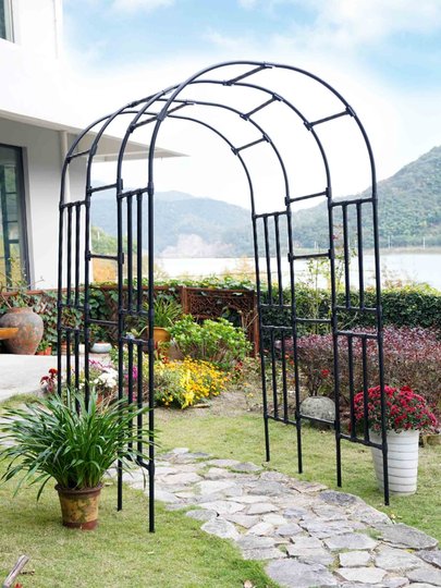 不锈钢拱门花架爬藤架庭院户外别墅花园镀锌月季拱形门葡萄架子