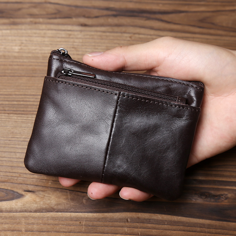 Popular Handmade Vintage Coin Purse, Business Card Holder, Simple Genuine Leather Zipper Wallet, Driver's License, Bus Card, Key Holder Popular Handmade Vintage Coin Purse, Business Card Holder, Simple Genuine Leather Zipper Wallet, Driver's License, Bus Card, Key Holder