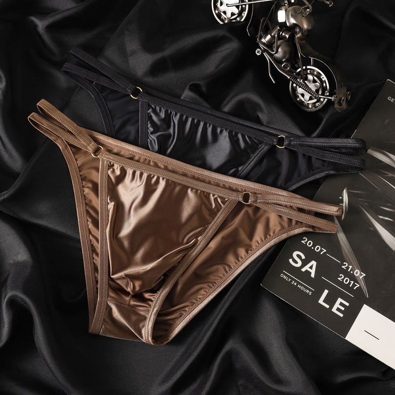 Men's Satin Briefs, Mid-Low Waist, Breathable, Sexy Ice Silk Underwear, Men's High-Gloss Imitation Silk Briefs Men's Satin Briefs, Mid-Low Waist, Breathable, Sexy Ice Silk Underwear, Men's High-Gloss Imitation Silk Briefs