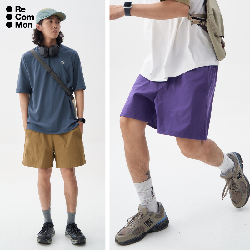 Recommon Outdoor Casual Shorts for Men, Water-Repellent, Cotton-Like, Breathable, Quick-Drying, Sports Workwear Shorts, Spring and Summer