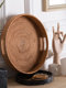 Vietnam hand-woven rattan straw woven fruit plate fruit basket tea tray round handle creative storage basket living room
