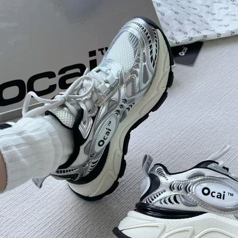 Ocai 3.0 Moonlight Silver "Ultrasonic" Running Shoes Thick-Soled Height-Increasing Trendy High-End Dad Style Outdoor Student Shoes